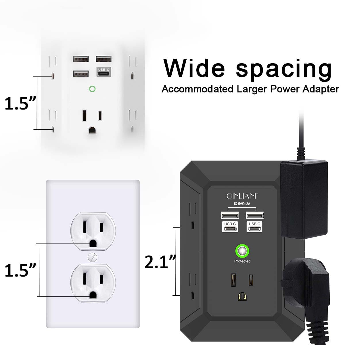 Wall-mounted USB charger with secure design