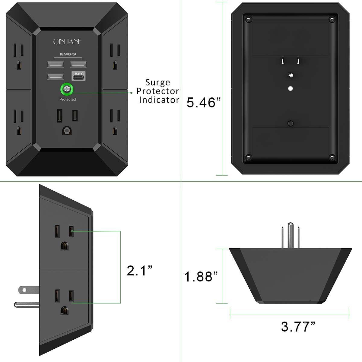 Compact design of QINLIANF USB wall charger