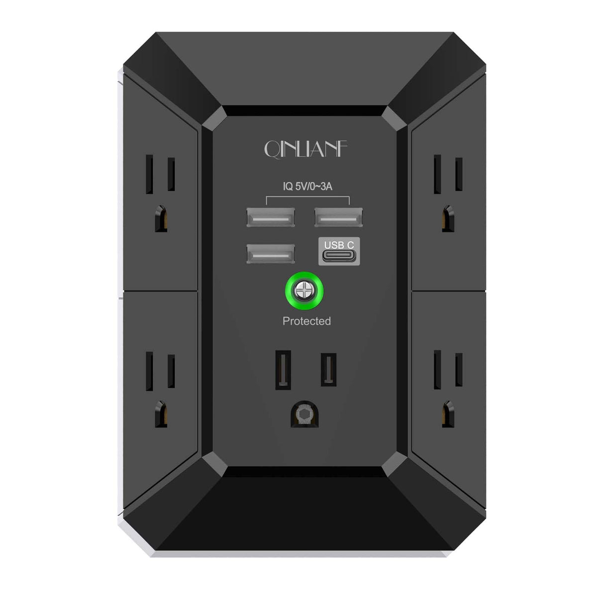 QINLIANF USB wall charger with 5 outlets and surge protection