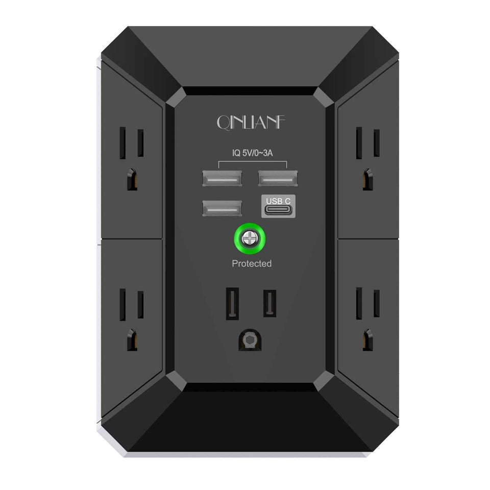 QINLIANF USB wall charger with 5 outlets and surge protection