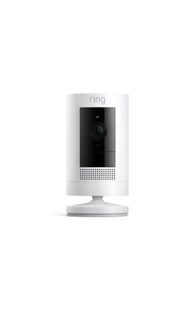 Ring Outdoor Cam battery-powered security camera installed outdoors