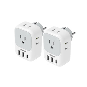 TESSAN Type E F Plug Adapter with USB ports
