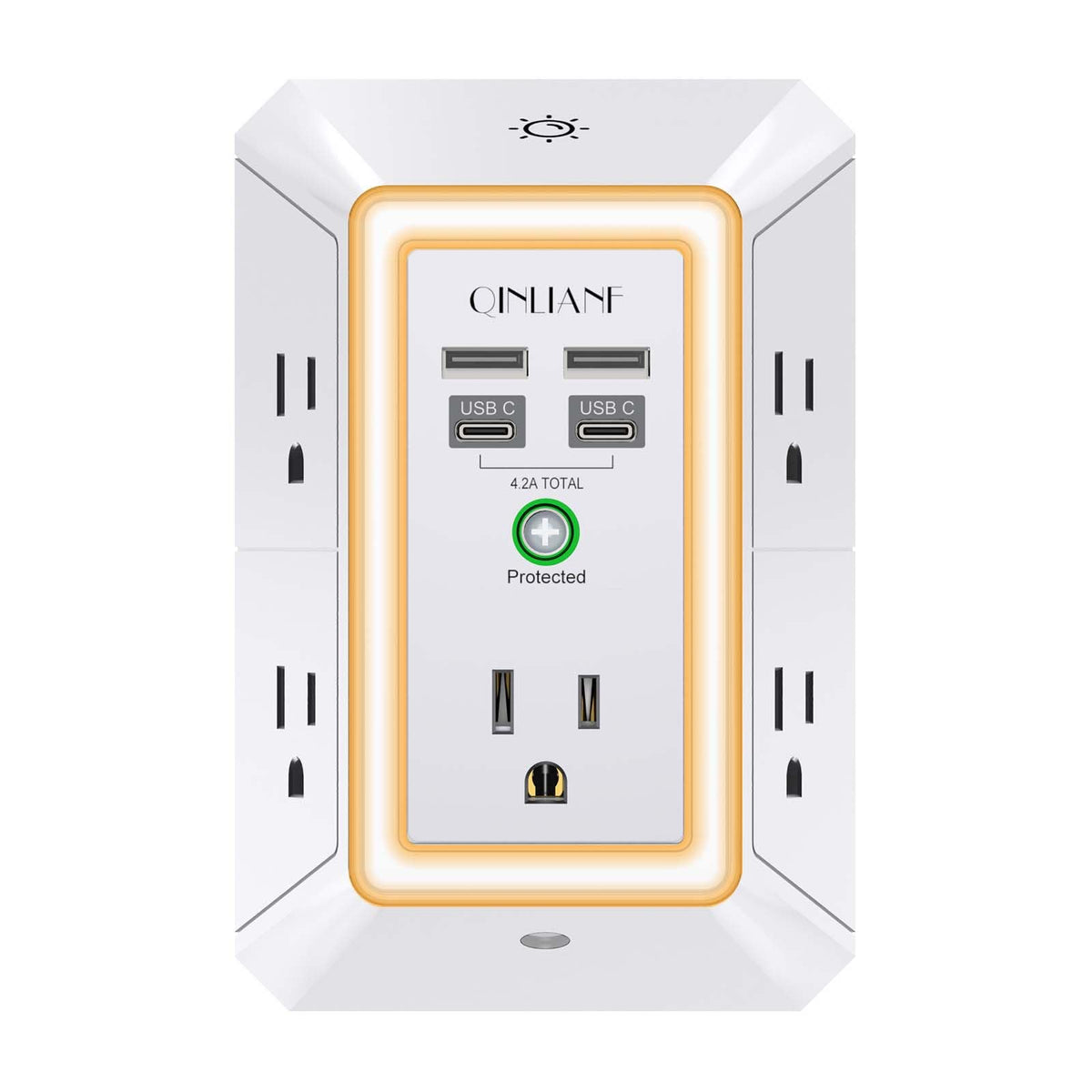 QINLIANF 3-sided outlet extender with night light