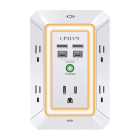 QINLIANF 3-sided outlet extender with night light