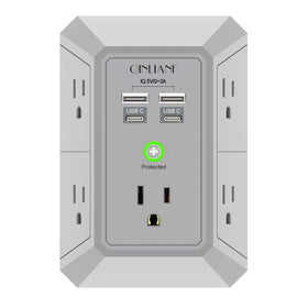QINLIANF USB wall charger with 5 AC outlets and 4 USB ports
