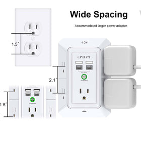 Side view of QINLIANF outlet with surge protection