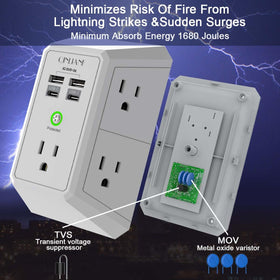 QINLIANF USB wall charger showing surge protection rating