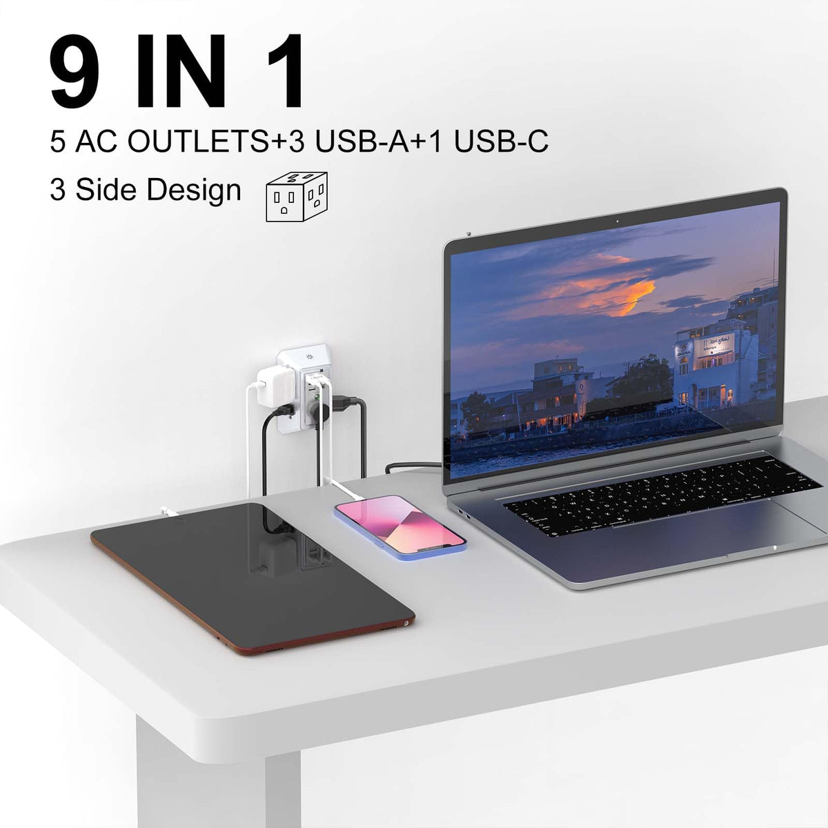 QINLIANF outlet extender plugged into a wall outlet