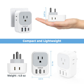 TESSAN plug adapter compatible with Indian sockets