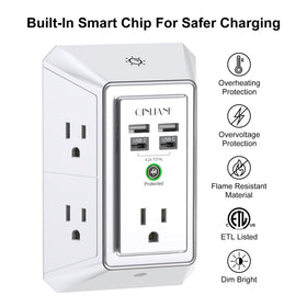 Close-up of QINLIANF outlet extender USB ports
