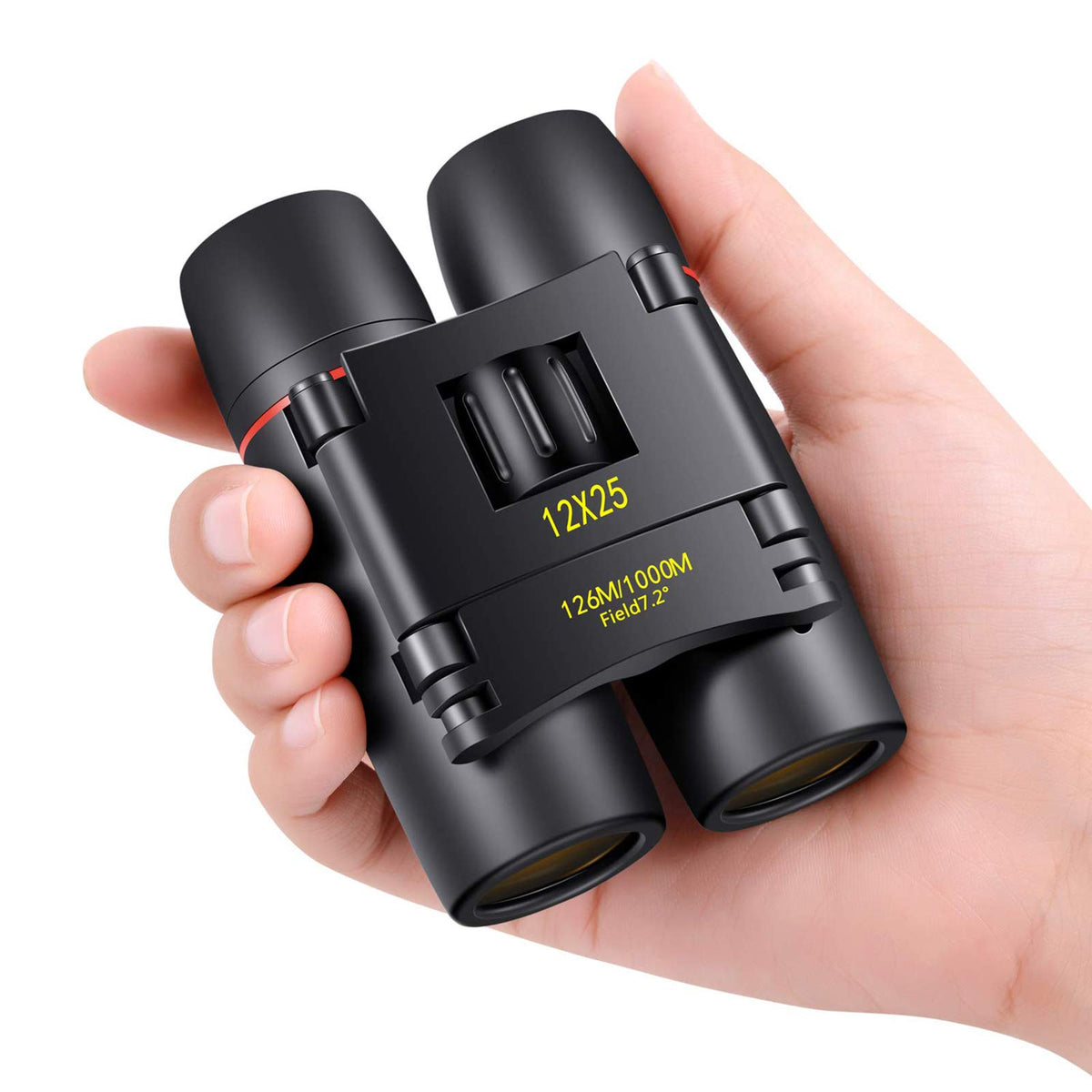 POLDR 12X25 compact binoculars showing clear optics