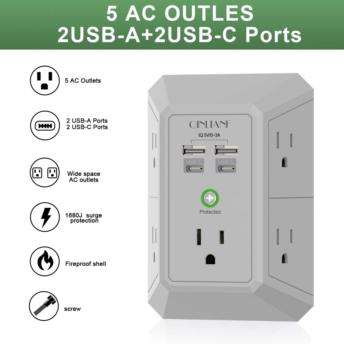Close-up of the QINLIANF surge protector circuit