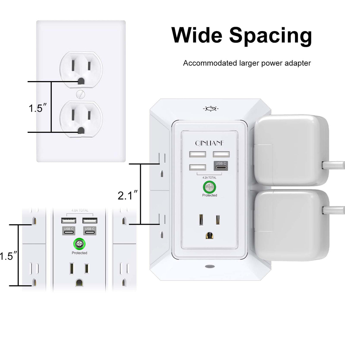 QINLIANF multi plug outlet in a modern home setting