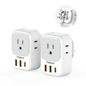 TESSAN UK Plug Adapter with foldable design