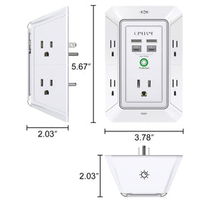 QINLIANF outlet extender showing adjustable brightness
