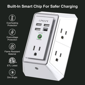 Close-up of USB charging ports on QINLIANF outlet extender