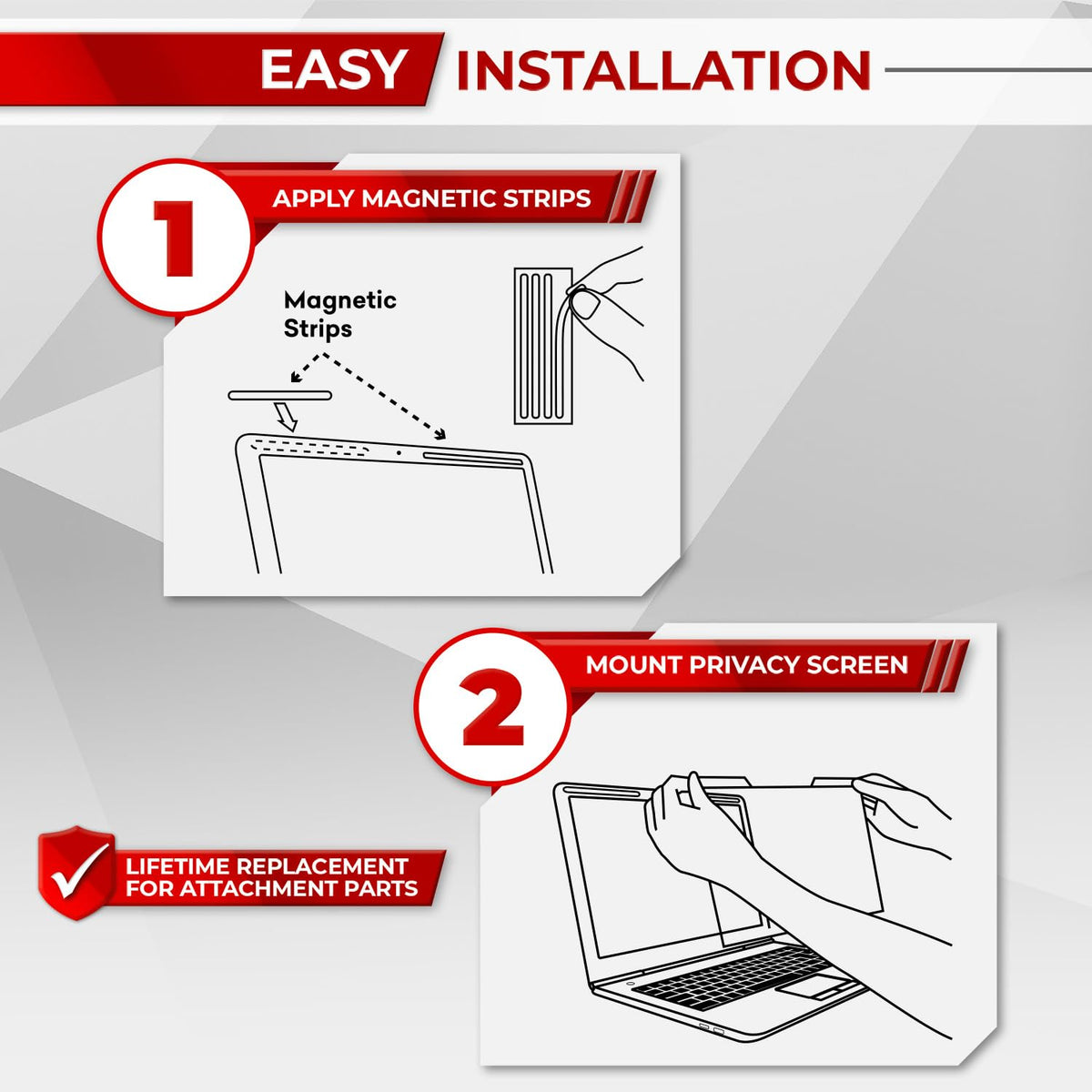 User attaching SightPro privacy filter to laptop