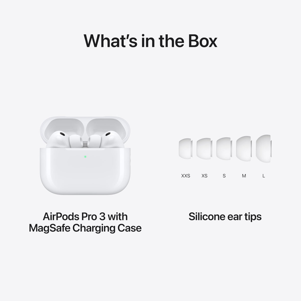 Apple AirPods Pro 3 in various ear tip sizes