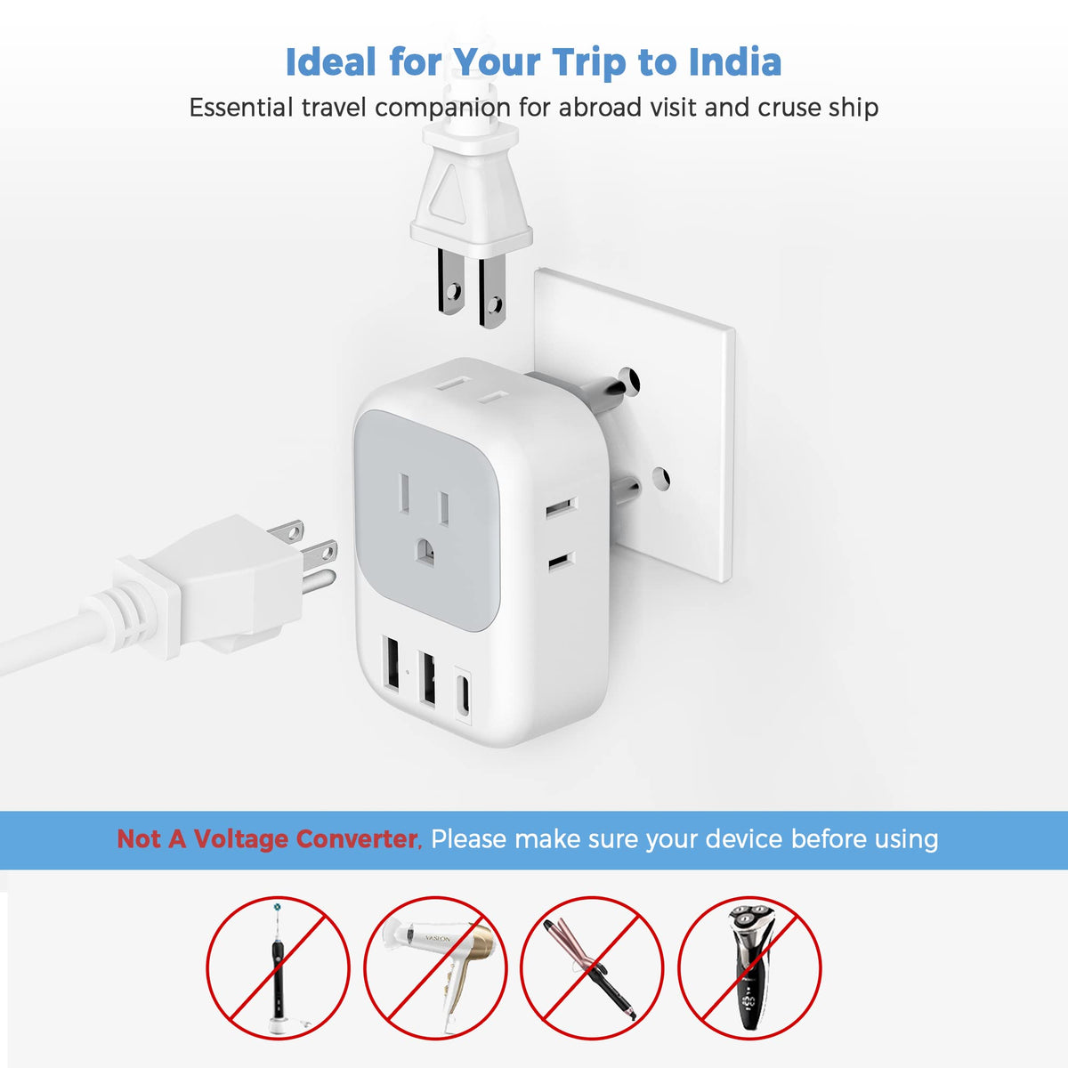TESSAN electrical adapter for international travel