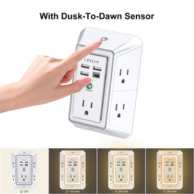 Smart night light feature of QINLIANF outlet extender