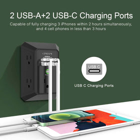 QINLIANF power strip with 4 USB charging ports