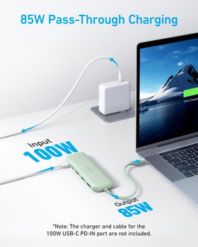 Close-up of Anker USB C Hub with USB-A and USB-C ports