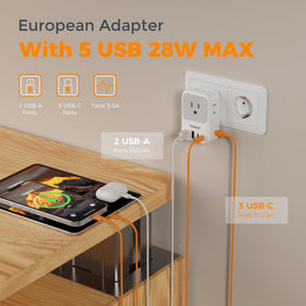 User connecting devices with TESSAN European plug adapter