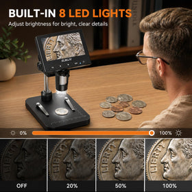 User adjusting the height of Elikliv Coin Microscope