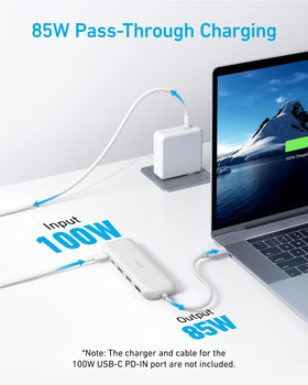Anker USB C Hub connected to a laptop with 4K display