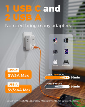 TESSAN Israel Adapter Plug in use at hotel