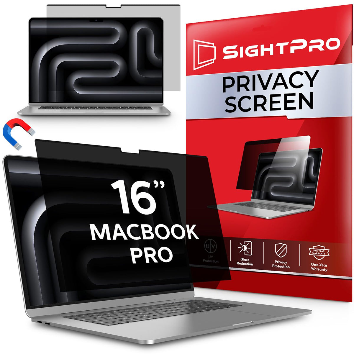 SightPro Magnetic Privacy Screen attached to MacBook Pro 16 Inch