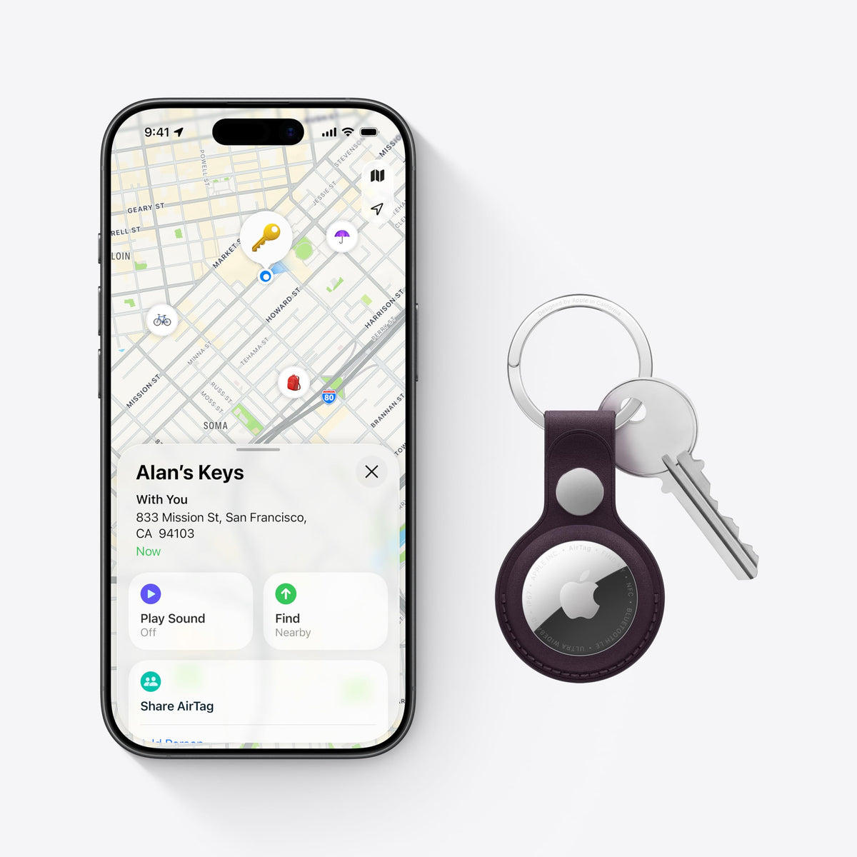 Apple AirTag 2nd Generation displayed with Find My app