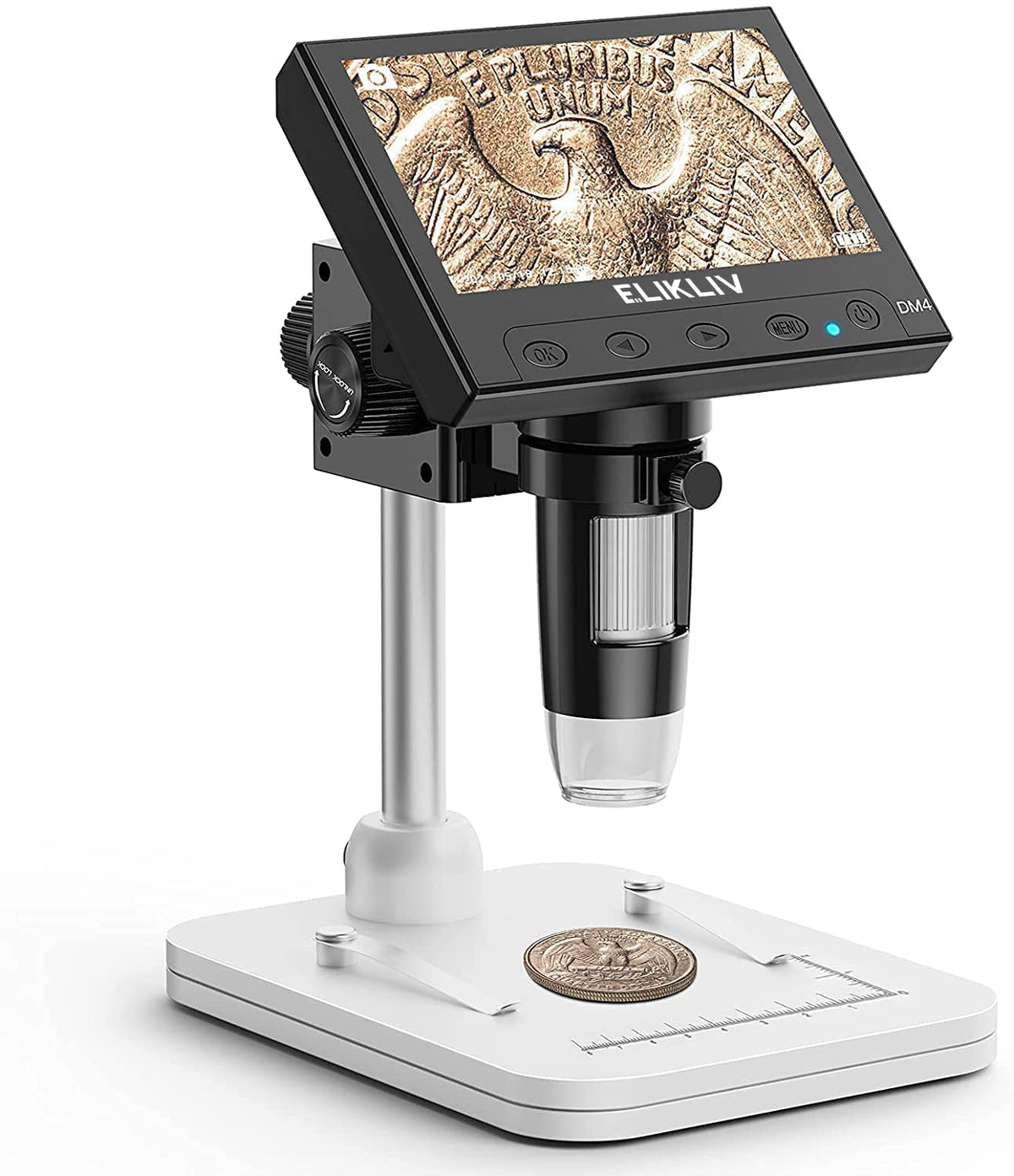 Elikliv microscope with 4.3 inch display and LED lights