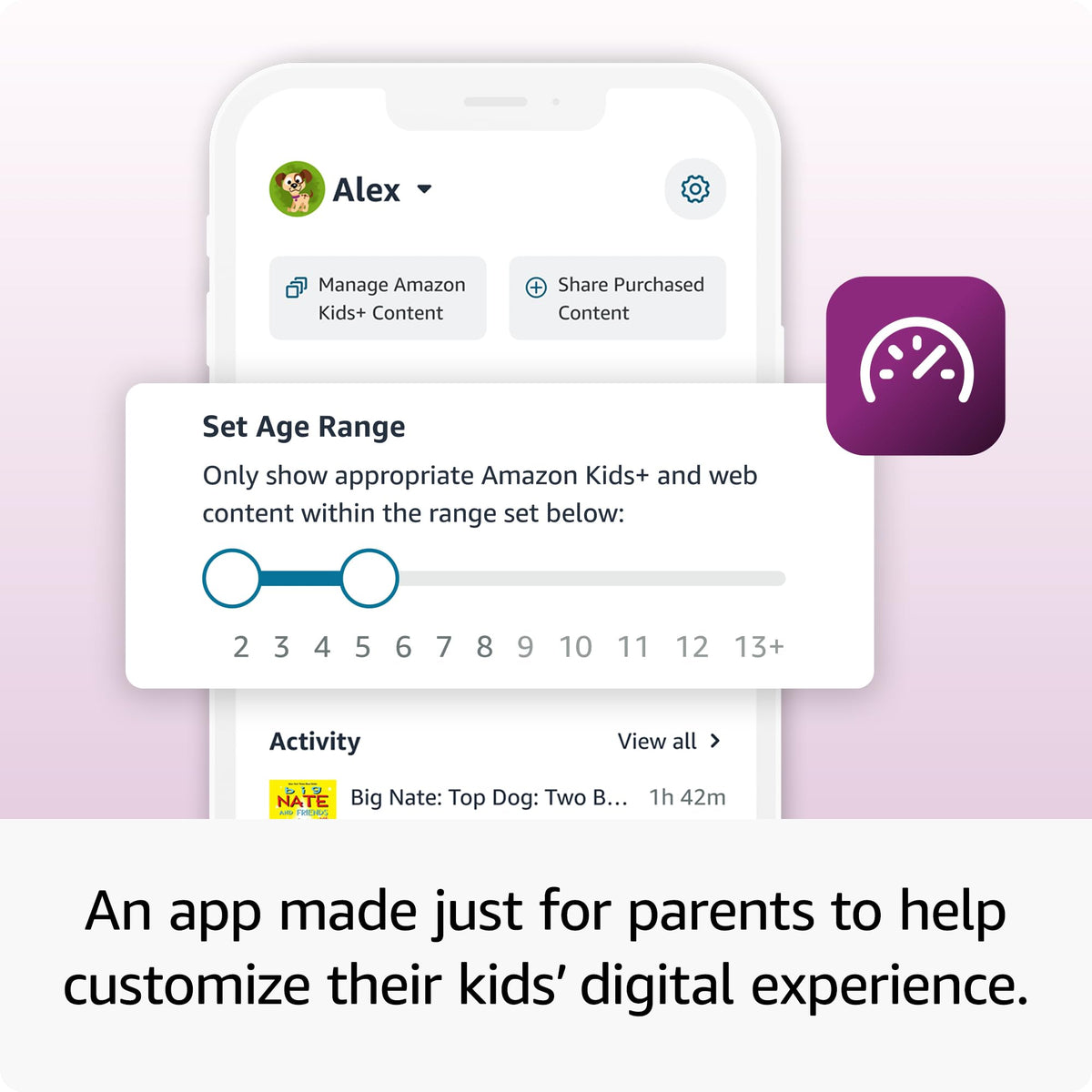 Parent control dashboard on Amazon Fire 7 Kids Tablet