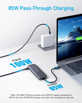 Anker USB C Hub connected to a MacBook