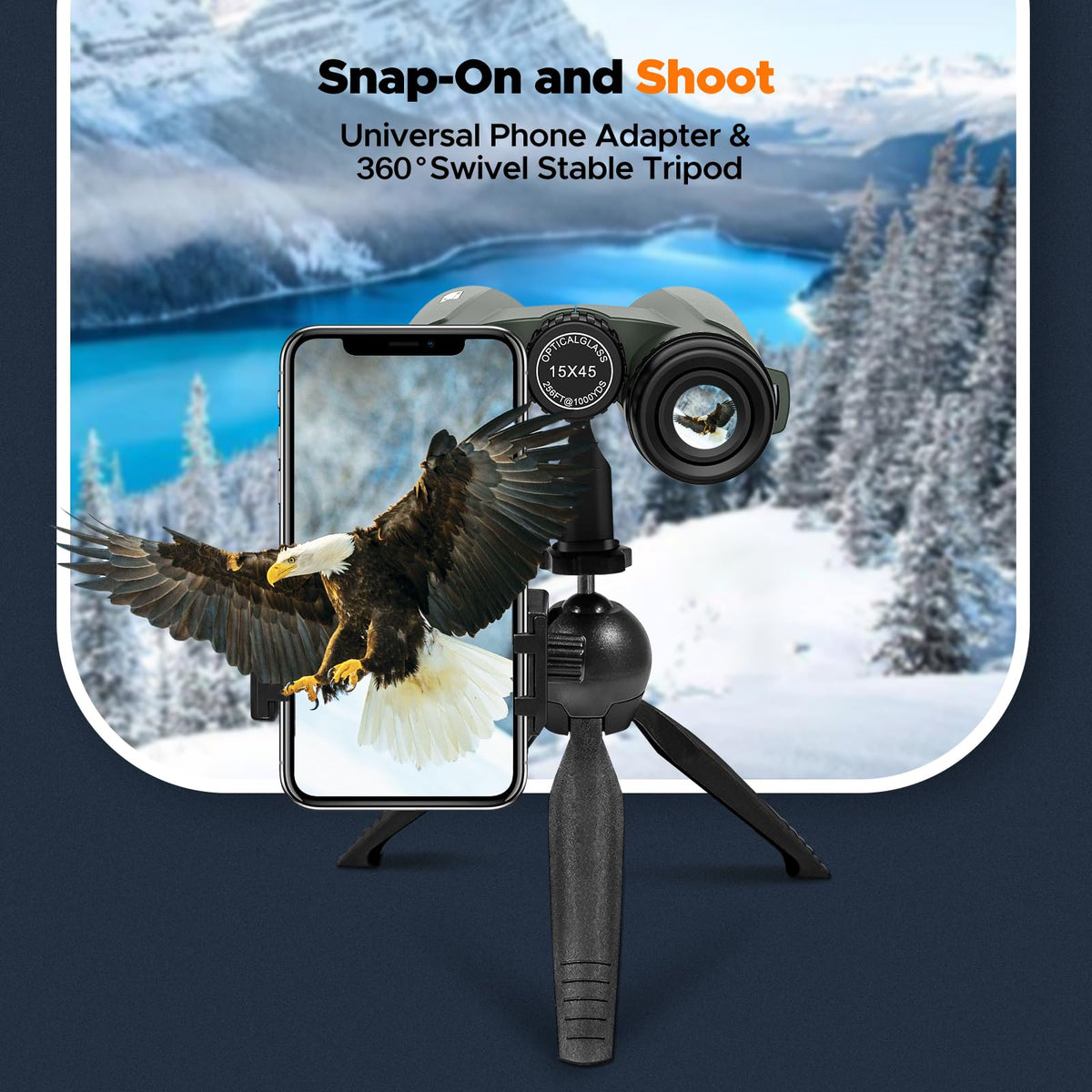 Tripod and phone adapter with Adorrgon binoculars