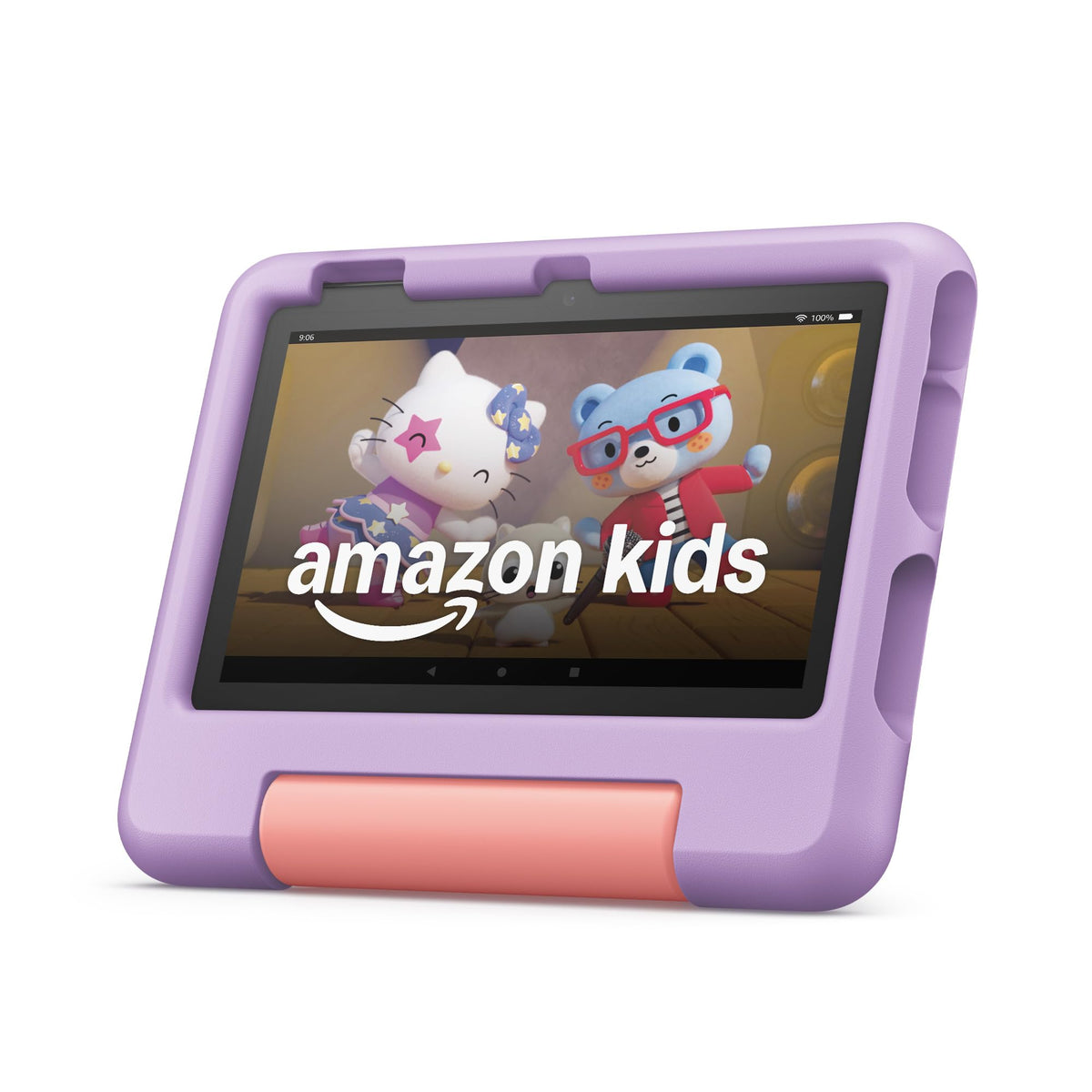 Amazon Fire 7 Kids Tablet featuring a vibrant purple kid-proof case