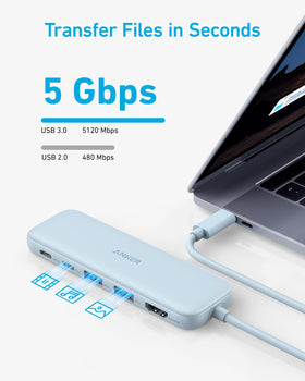 Anker USB C Hub showcasing data transfer speed