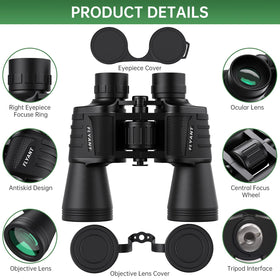 Close-up of FLYANT binoculars showcasing lens clarity