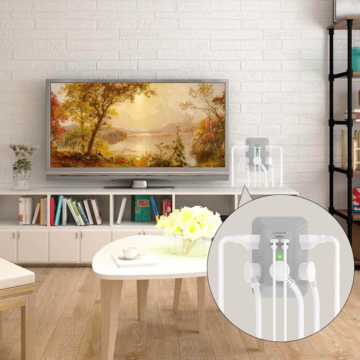 User plugging devices into QINLIANF wall charger