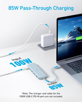 Anker USB C Hub connected to a laptop and monitor