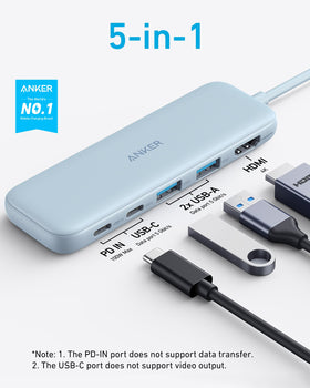Close-up of Anker USB C Hub ports and design