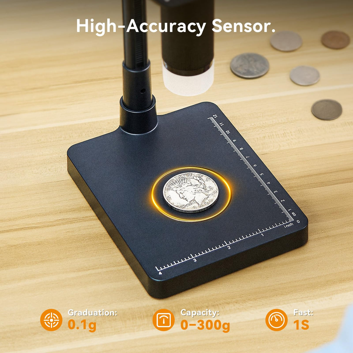 Adjustable LED lighting on Elikliv coin microscope