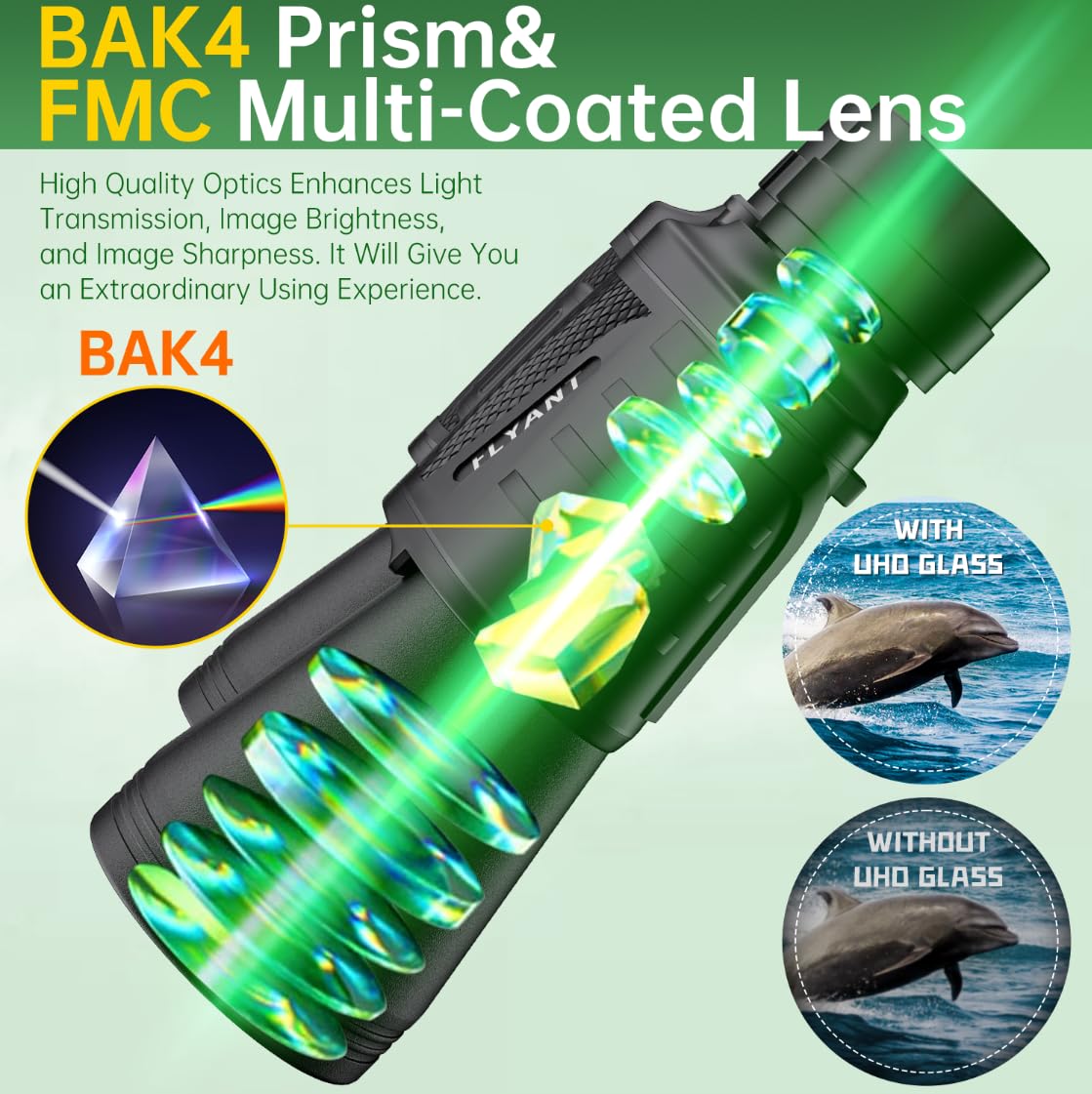 Waterproof FLYANT binoculars with non-slip grip