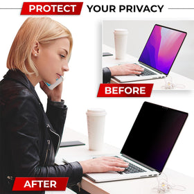 SightPro Magnetic Privacy Screen alongside a cleaning cloth and storage folder
