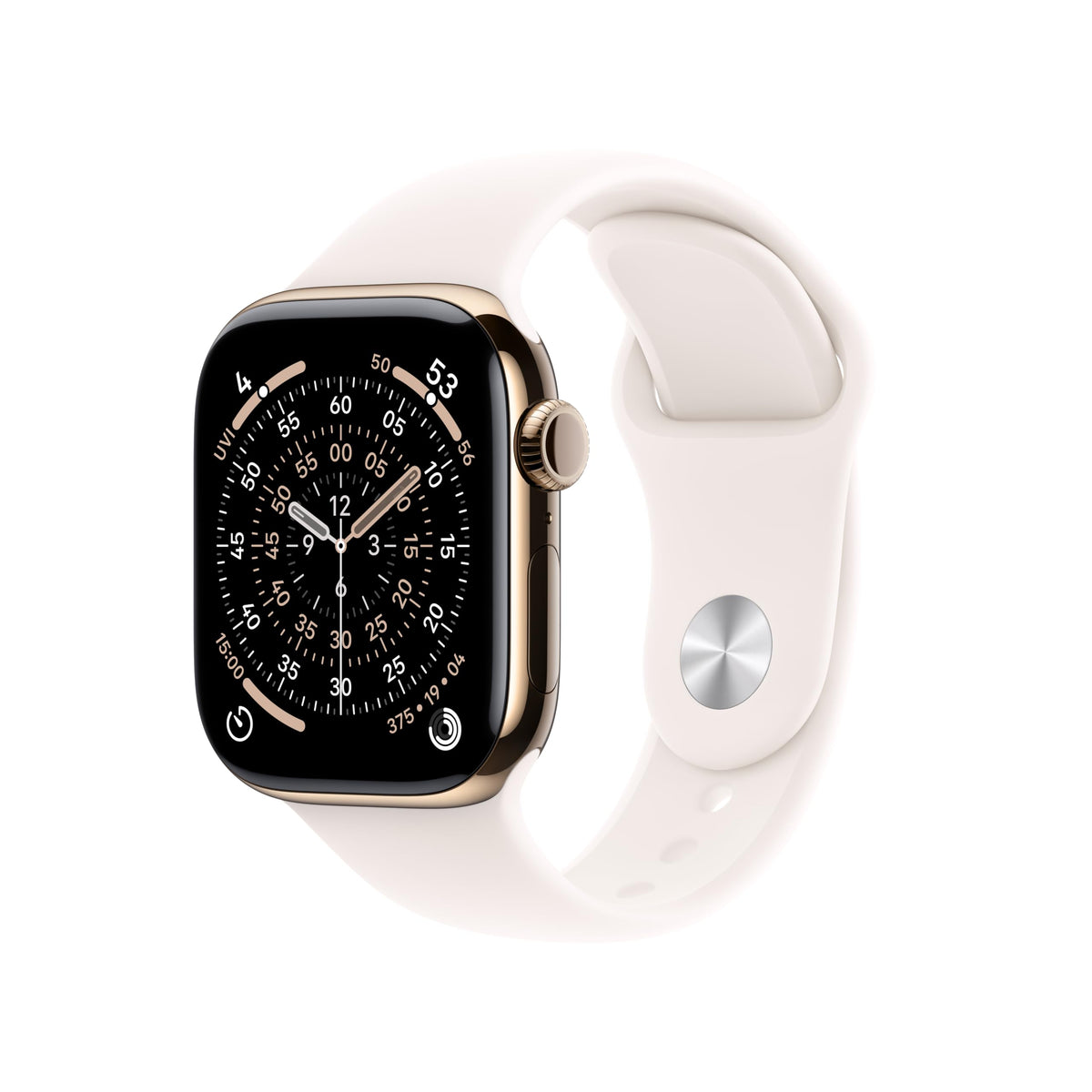 Apple Watch Series 11 with Gold Titanium Case and Light Blush Sport Band