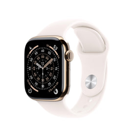 Apple Watch Series 11 with Gold Titanium Case and Light Blush Sport Band