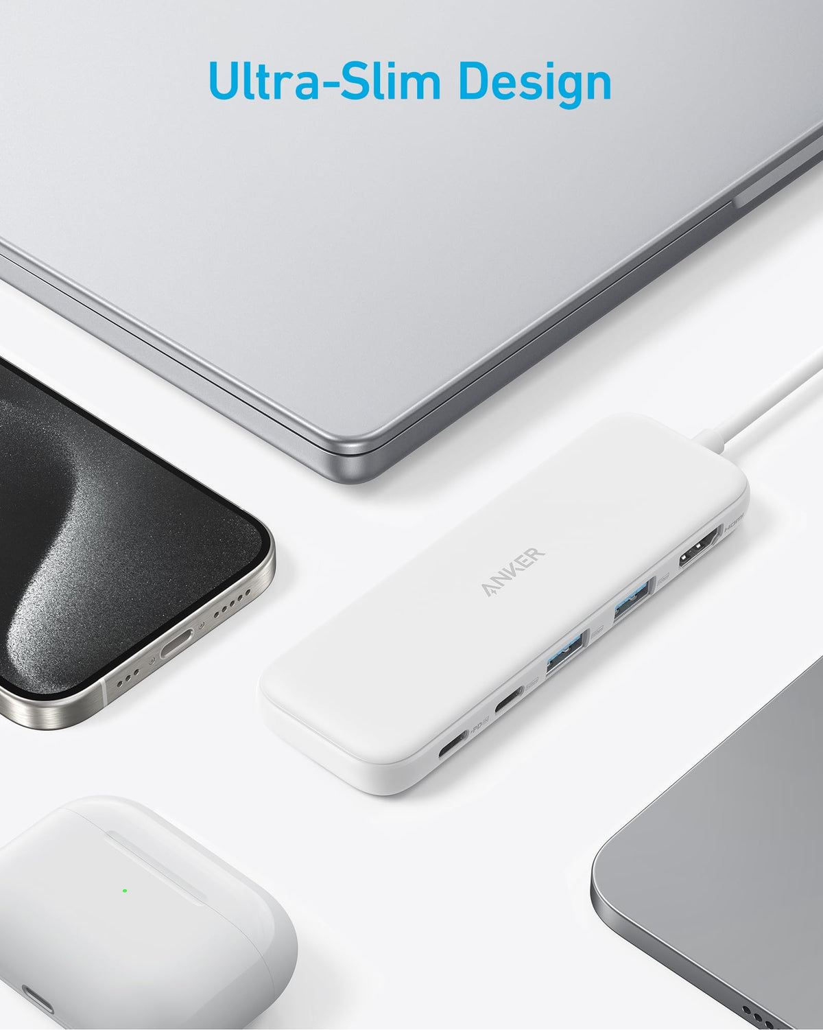 User using Anker USB C Hub for seamless connectivity