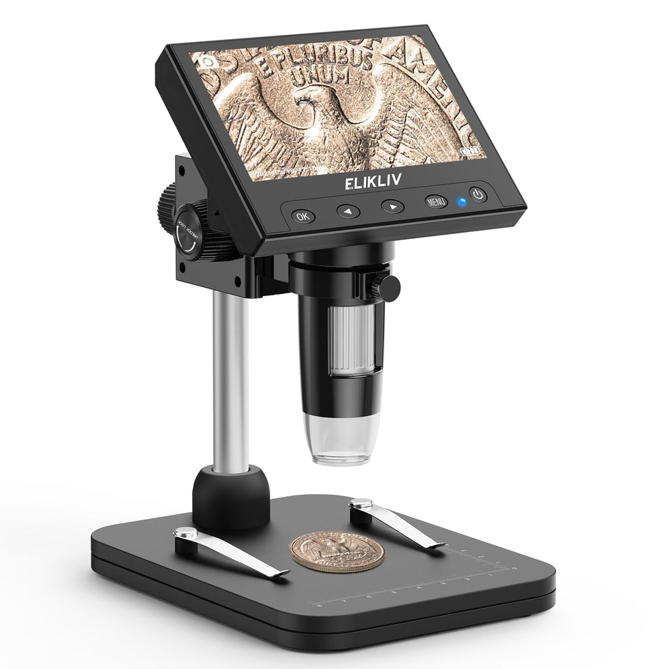 Elikliv Coin Microscope with 720P display and black base