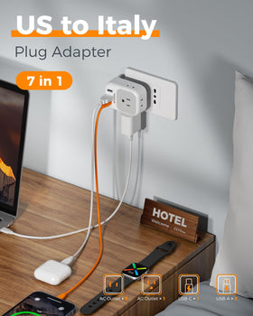 TESSAN Italy Power Adapter in use with multiple devices charging